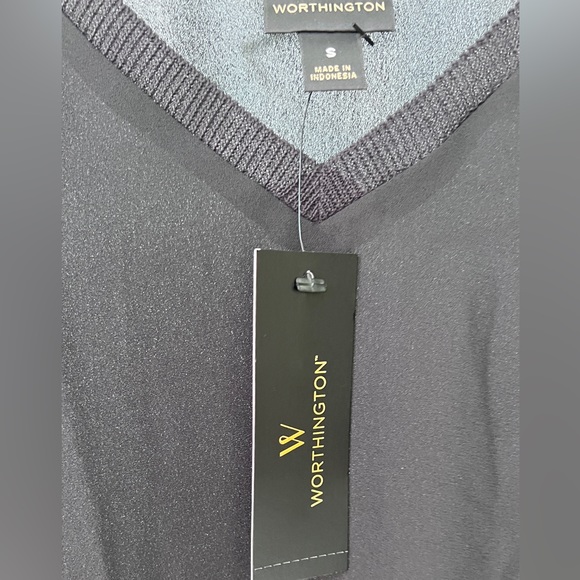 NWT Stunning Worthington Black Ladies Blouse Casual Formal Top - Picture 9 of 11